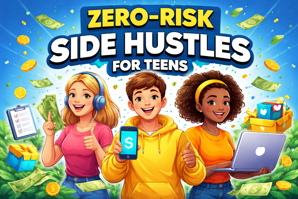zero risk side hustles for teens earning money online